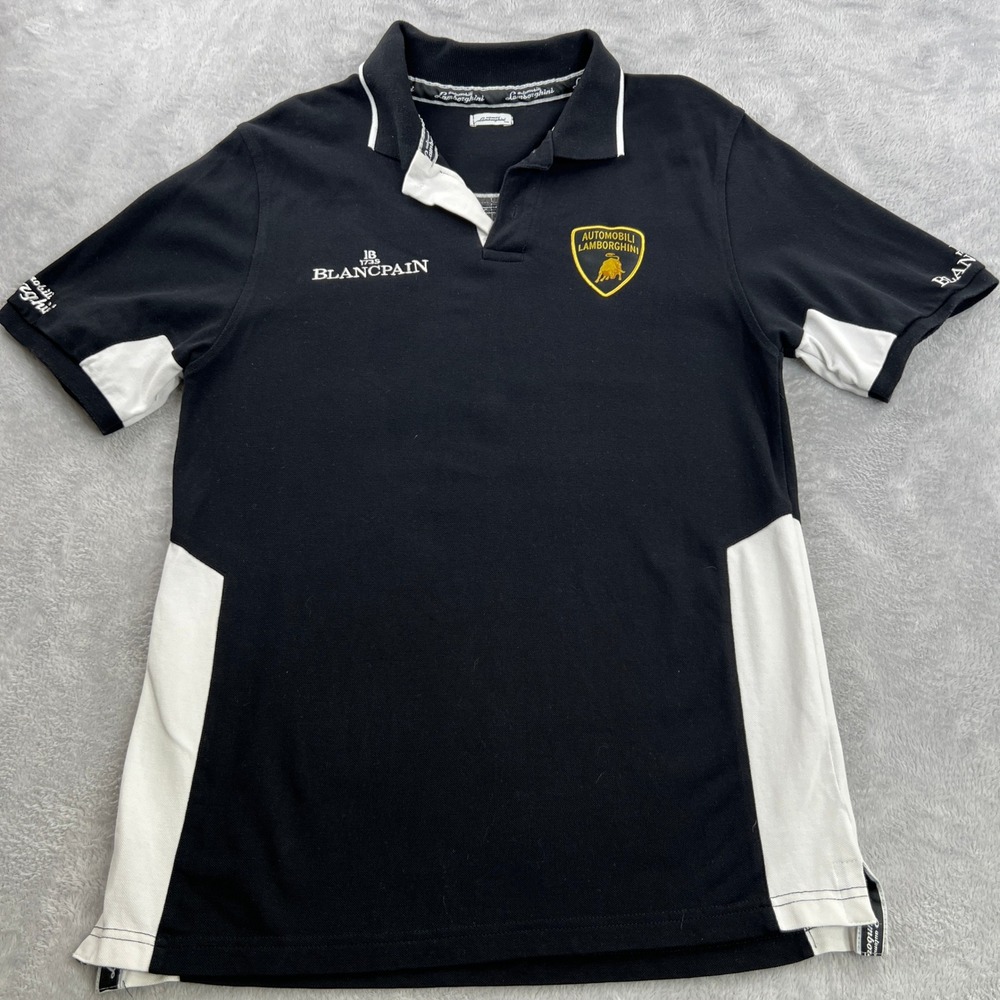 Lamborghini Blancpain Racing Polo XXL Black Men Embroidered Luxury Sport Shirt